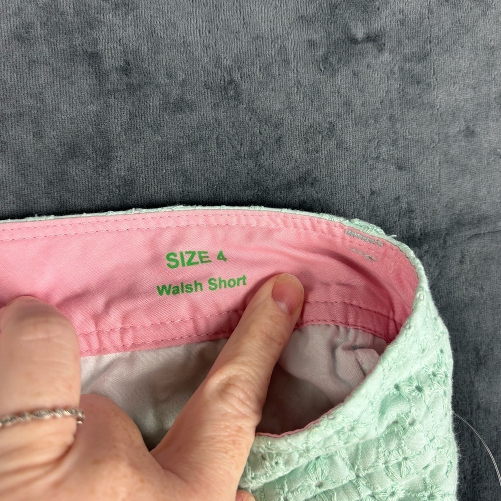 Lilly Pulitzer Walsh Light Aqua Floral Eyelet Lace Shorts Sz 4 - Picture 7 of 10